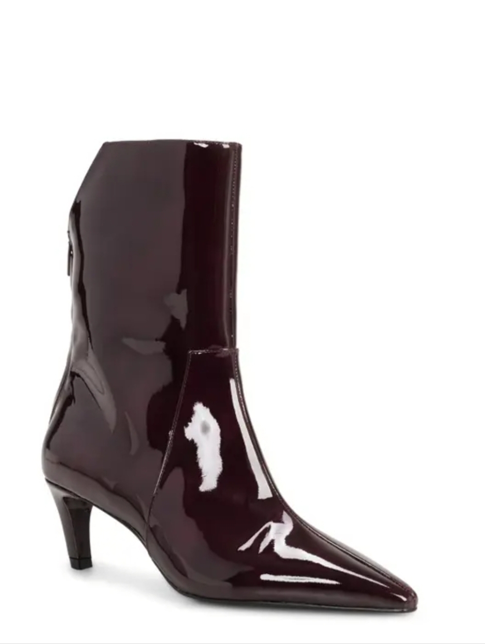 Vince Camuto Glossy Pointed-Toe Ankle Boots in Burgundy